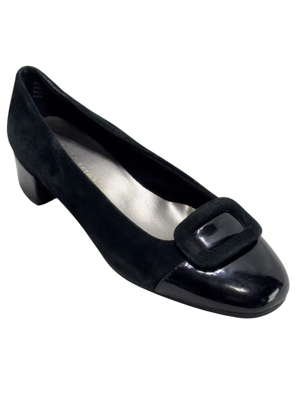 DAVID TATE Shoes Black Suede/Patent Leather Low Heel Pumps Women’s Size 6W